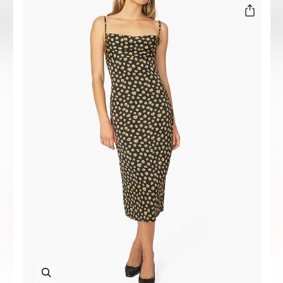 WeWoreWhat Cowl Ditsy Daisies Midi Dress size 0 NWT - Picture 1 of 11